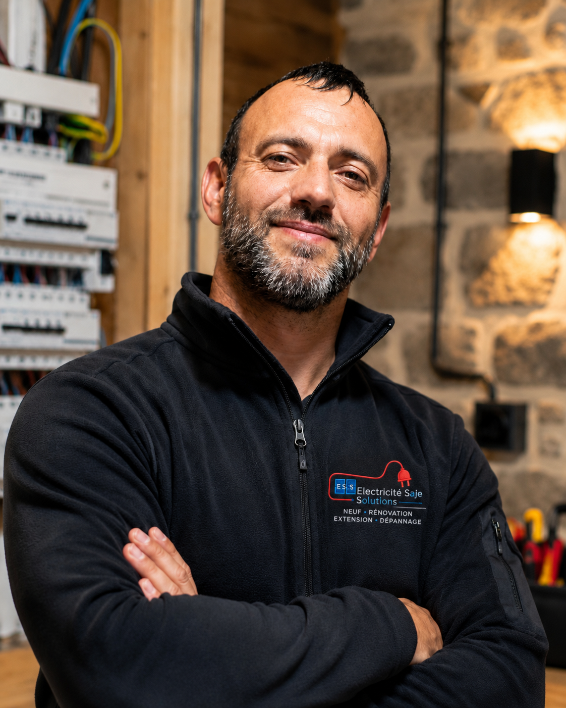Sébastien, artisan électricien à Lesneven, fondateur de Saje Solutions